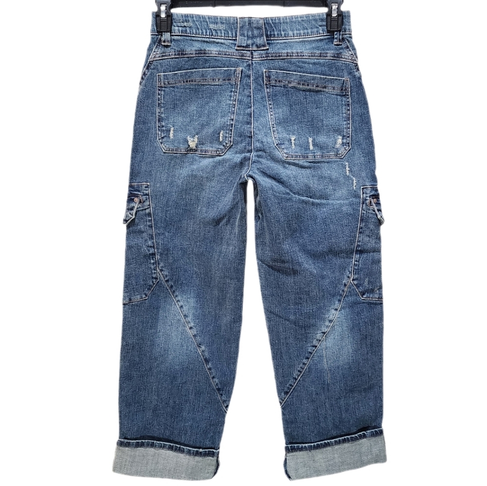 Democracy Utility Cargo Jeans Straight Leg Cuffed Hem High-rise Ab Solution 4 - Picture 2 of 12